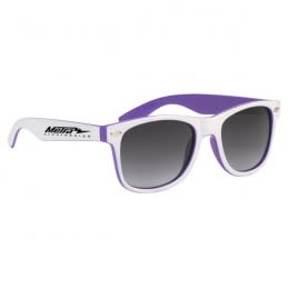 Two-Tone Malibu Sunglasses- Purple and White 