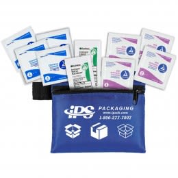 Custom 10-Piece Antiseptic Pack in Zipper Pouch Blue