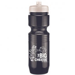 Jogger 26 oz Affordable Branded Sport Bottles - Black bottle with clear lid