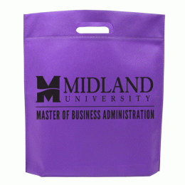 Purple Die Cut Handle Non-Woven Trade Show Tote | Cheap Promotional Tote Bags with Die Cut Handles
