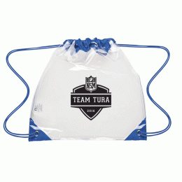 Best Corporate Logo Backpacks – Touchdown Clear Drawstring Backpack - Royal Blue
