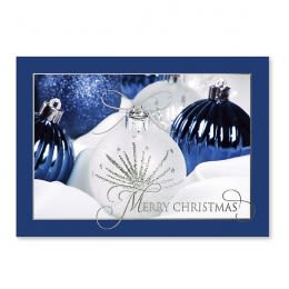 Promo Blue White Ornament Holiday Card