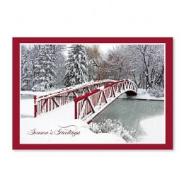 Custom Snow Covered Bridge Holiday Card