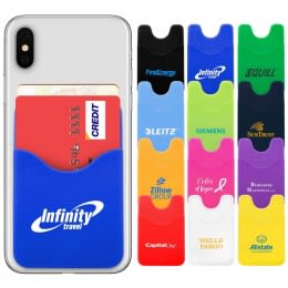 Custom Adhesive Silicone Cell Phone Wallet with Scooped Front Pocket