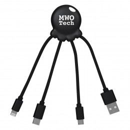 Imprinted Xoopar Octo-Charge Cables 3-in-1 - Black