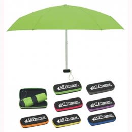37" Arc Folding Travel Umbrella with Case Promotional Custom Imprinted With Logo