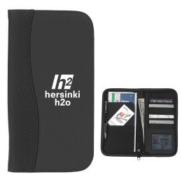 Microfiber Travel Wallet with Embossed PVC Trim Promotional Imprinted With Logo