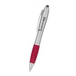 Custom Satin Stylus Pen -Silver with Red