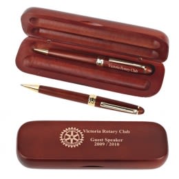 Engraved Logo Rosewood Pen & Pencil Set | Personalized Pen Gift Sets