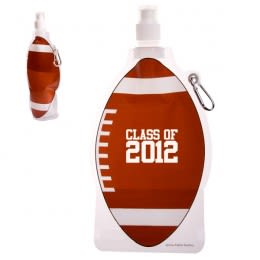 16 oz Football Collapsible Water Bottle | Bulk Foldable Sports Bottles