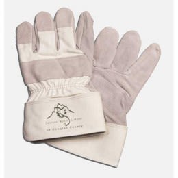 White/Gray Leather Palm Gloves