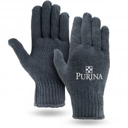 Gray Knit Gloves with Company Imprint 