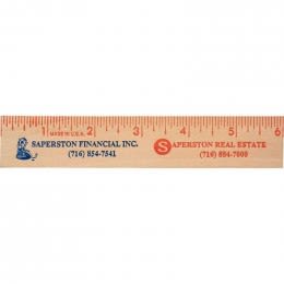 6 in. Natural Finish Flat Wood Ruler - 1 1/8 in. Custom Imprinted With Logo