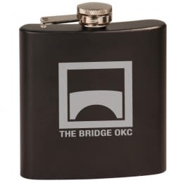 Engraved Black Stainless Steel Flask - 6 oz