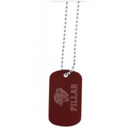 Promotional Engraved Color Dog Tag Necklace - Red