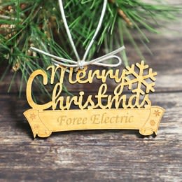 Merry Christmas Wood Carved Ornament Promotion Cherry